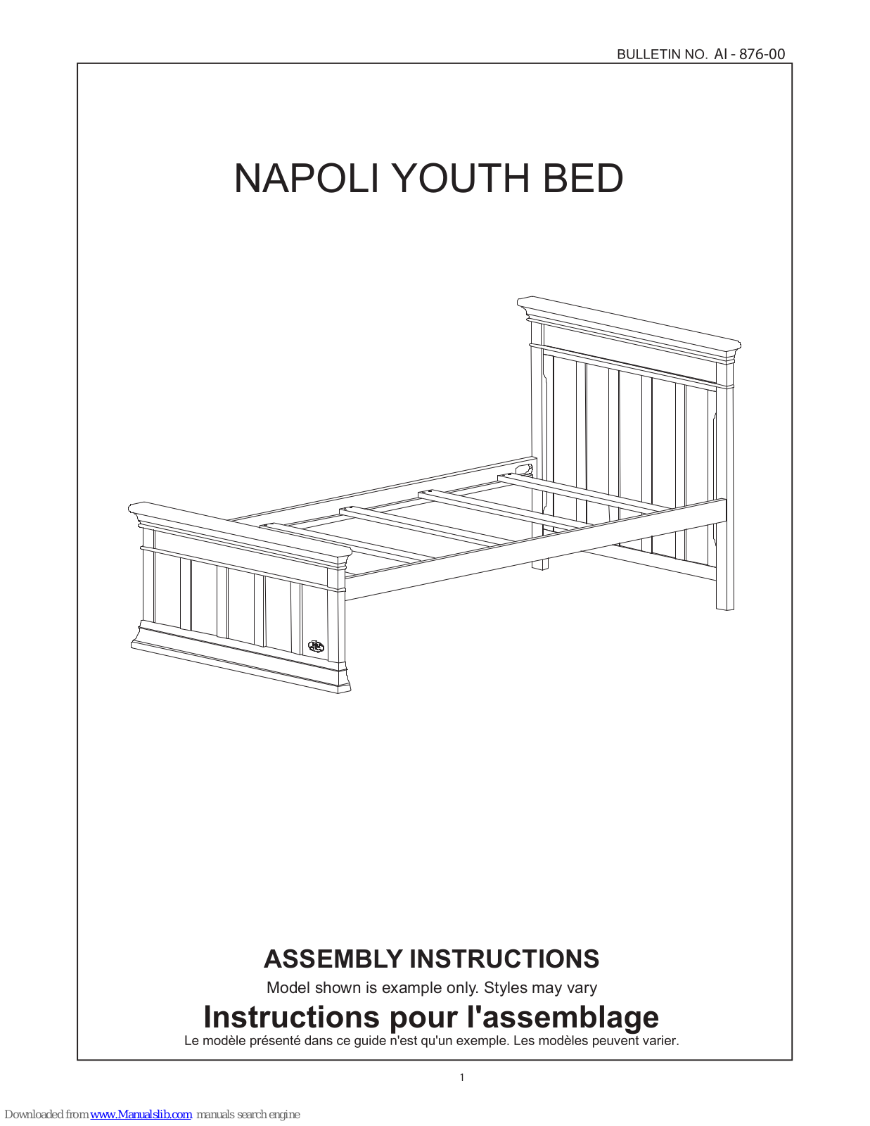 Evolur NAPOLI YOUTH, CHEYENNE YOUTH, AURORA Assembly Instruction Manual