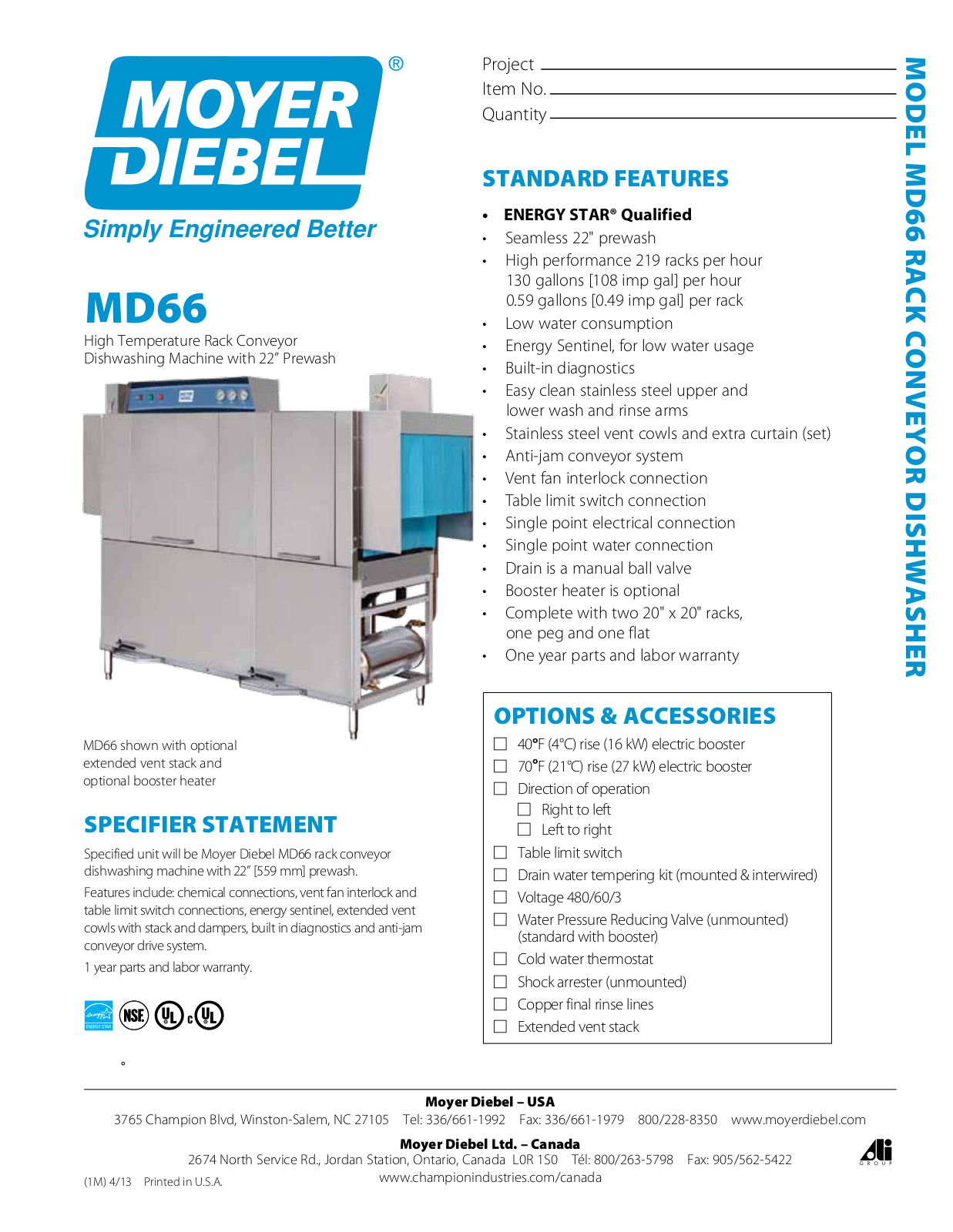 Moyer Diebel MD66 User Manual