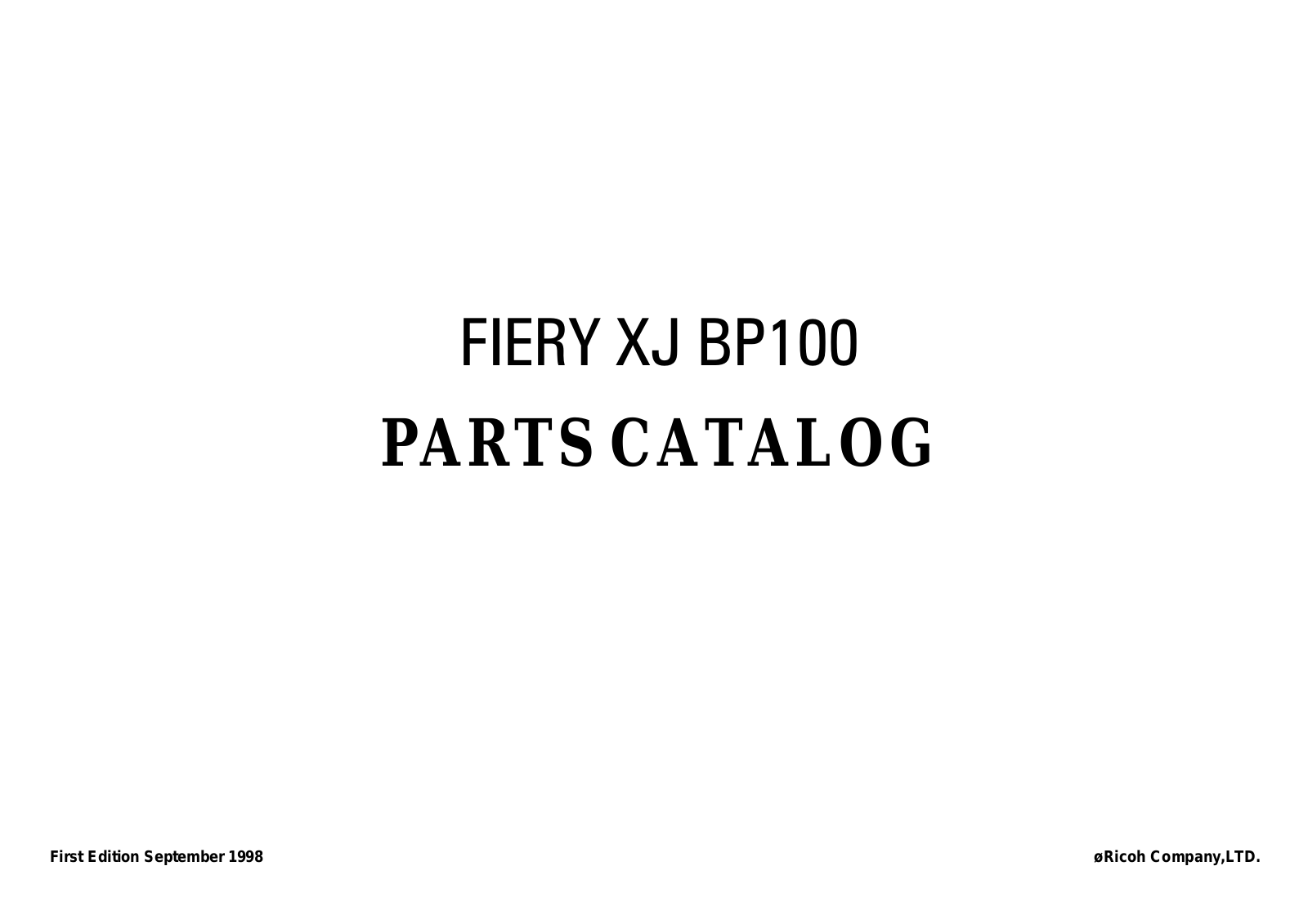 Ricoh bp100 PARTS CATALOG