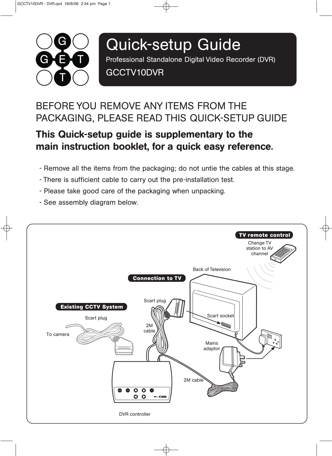 GET GCCTV10DVR Quick Setup Manual - ManualMachine.com