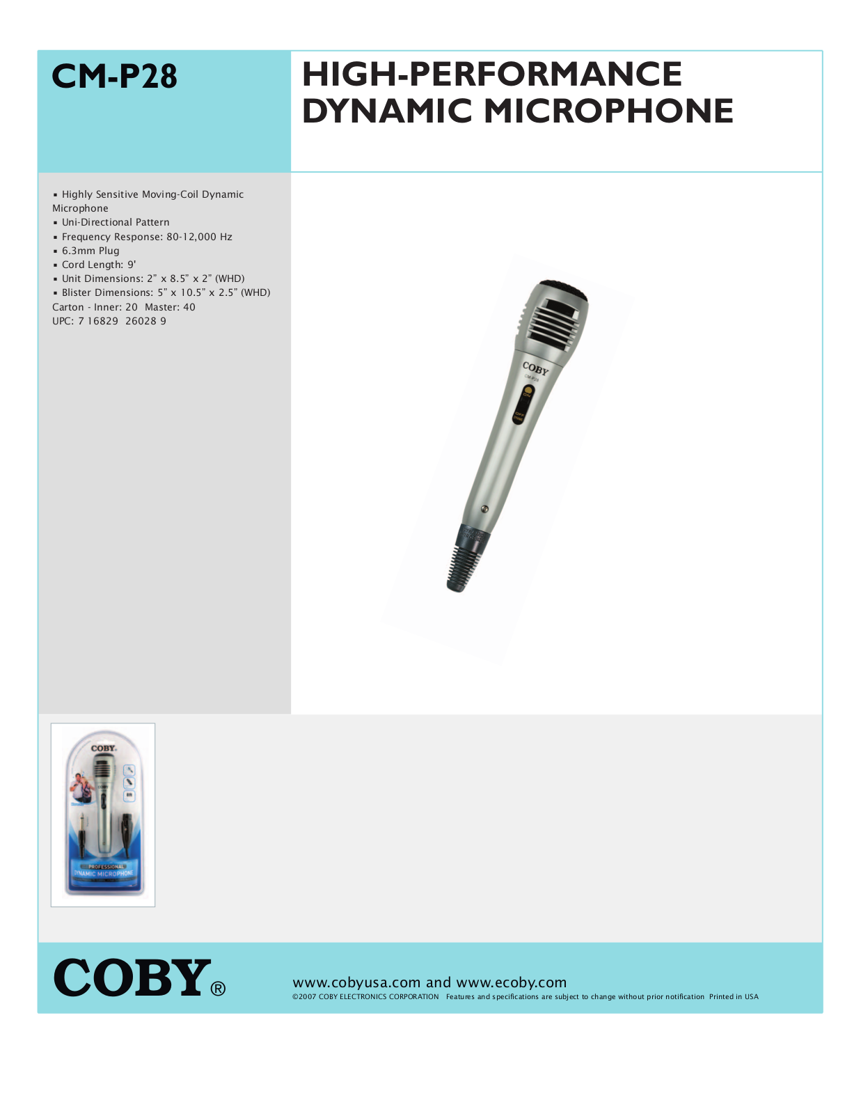 COBY electronic CM-P28 User Manual