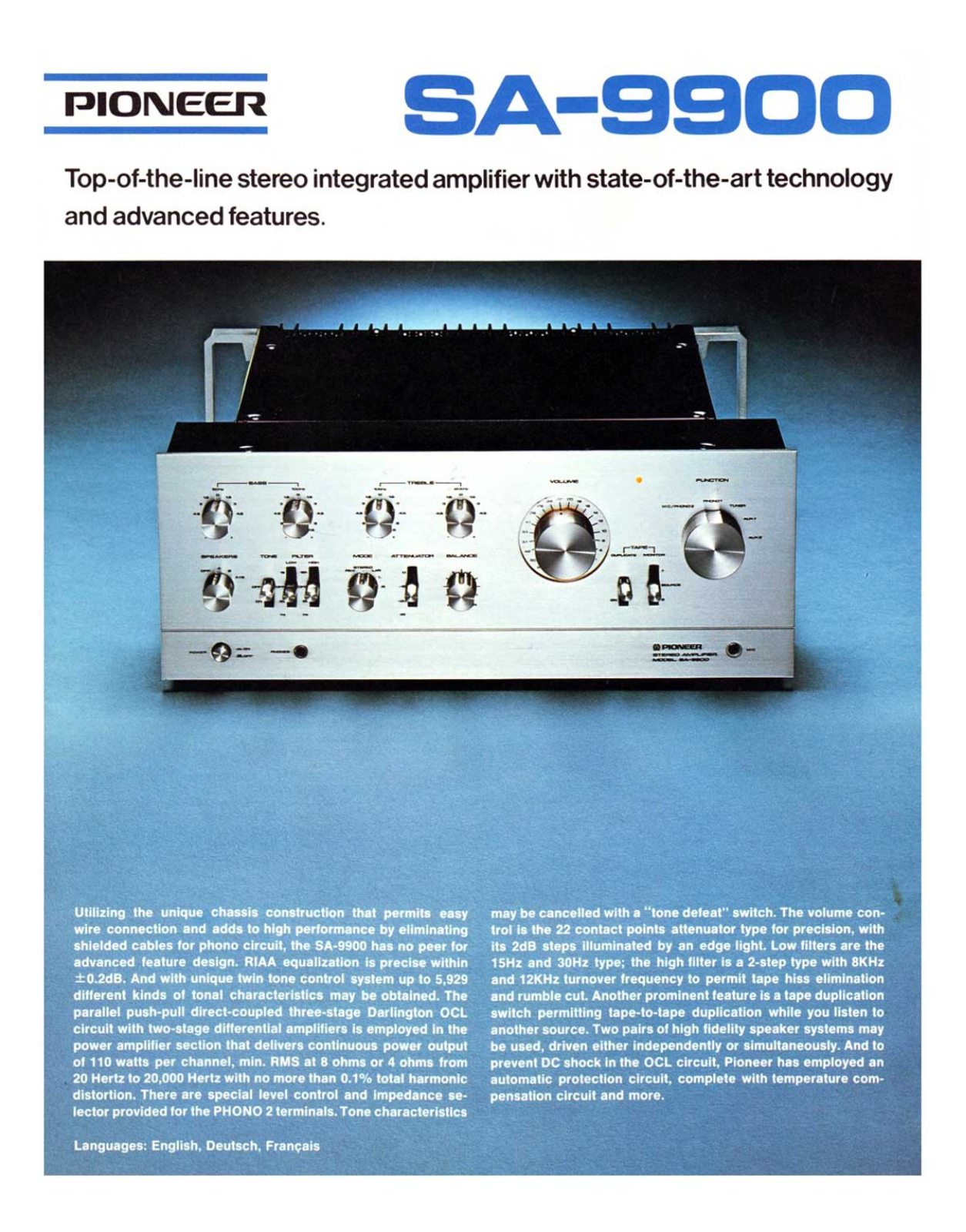 Pioneer SA-9900 Brochure