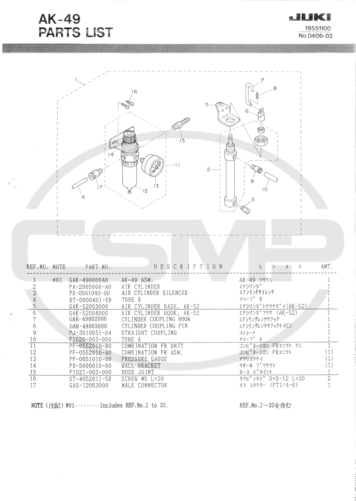 Juki AK49 Parts Book