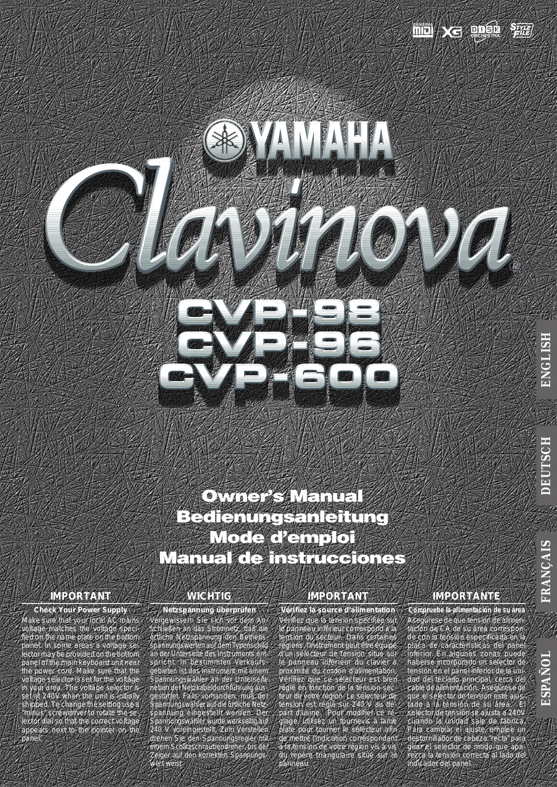 Yamaha CVP-98, CVP-96, CVP-600 User Manual