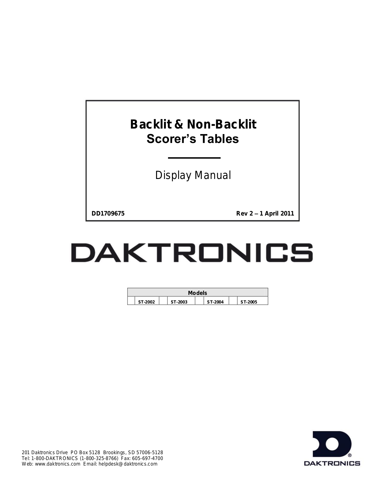 Daktronics ST-2002 User Manual