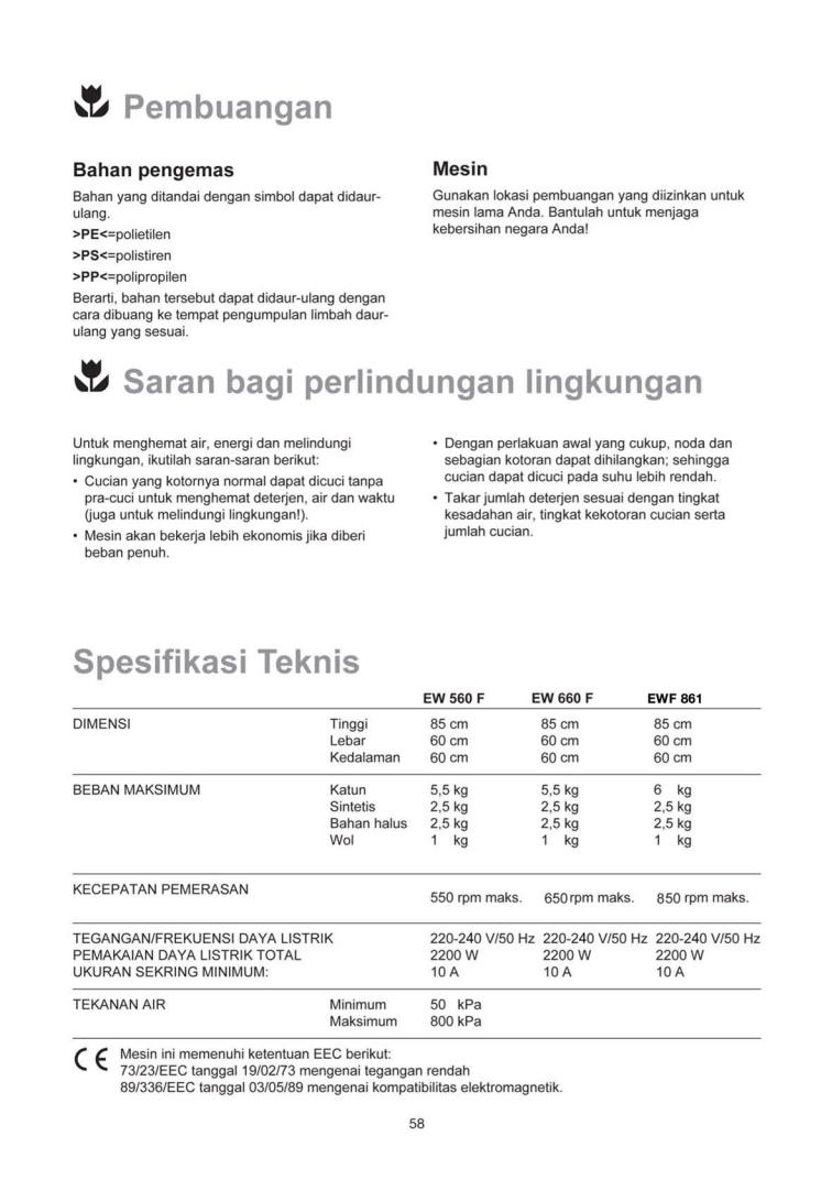 Electrolux EW 560 F, EW 660 F, EWF 861 User Manual