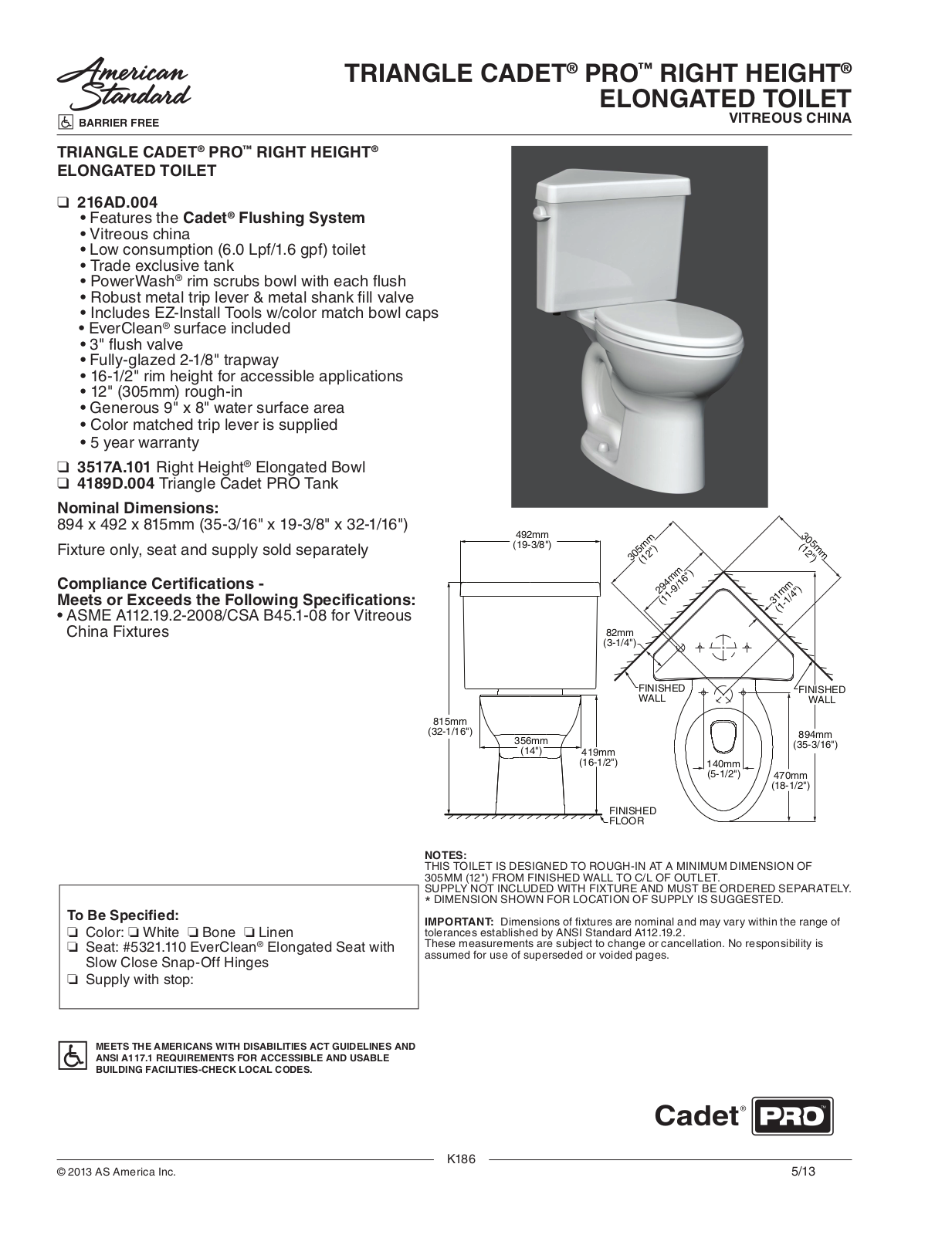 American Standard ASD9852 Specifications - ManualMachine.com