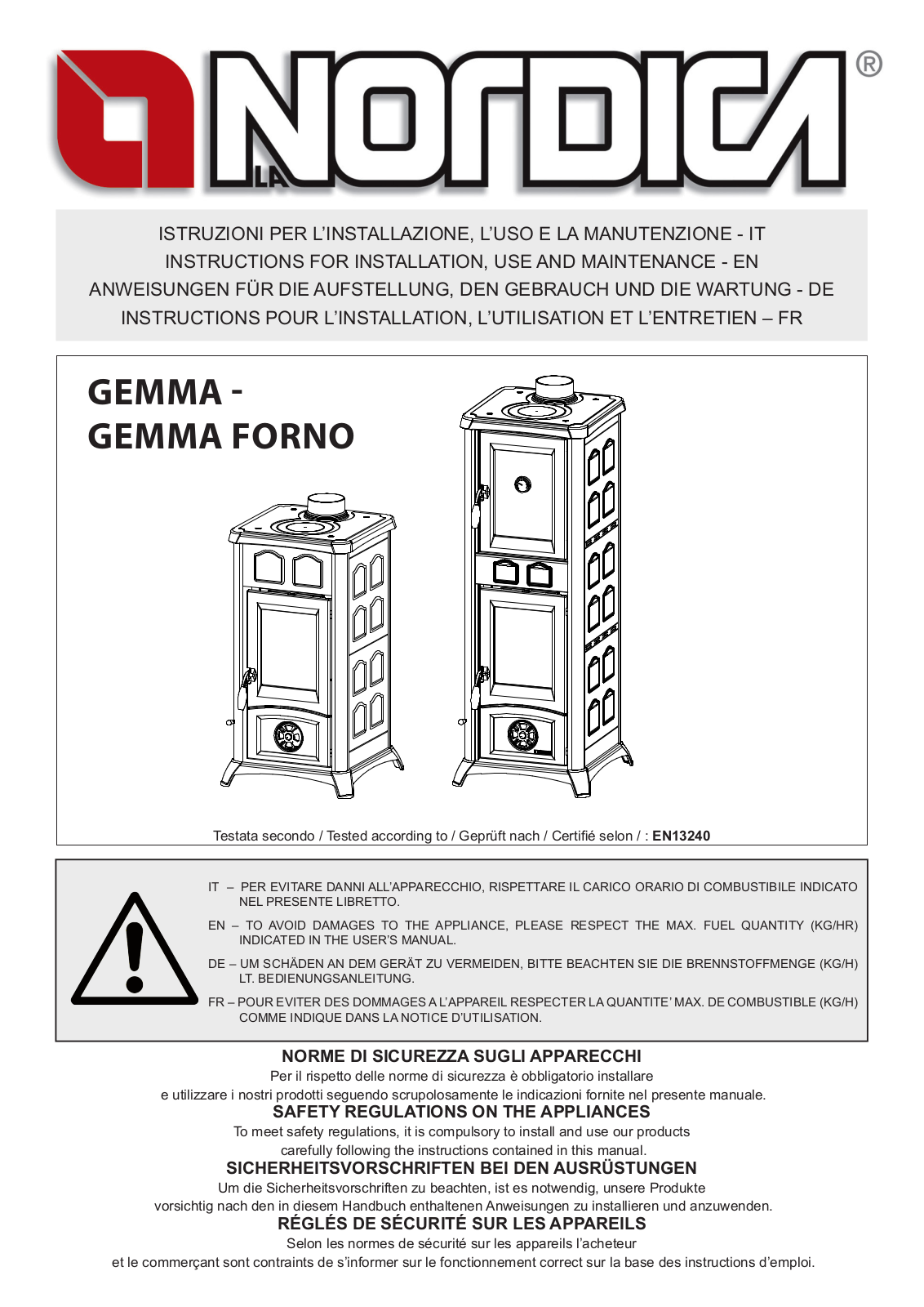 La Nordica GEMMA, GEMMA FORNO User guide