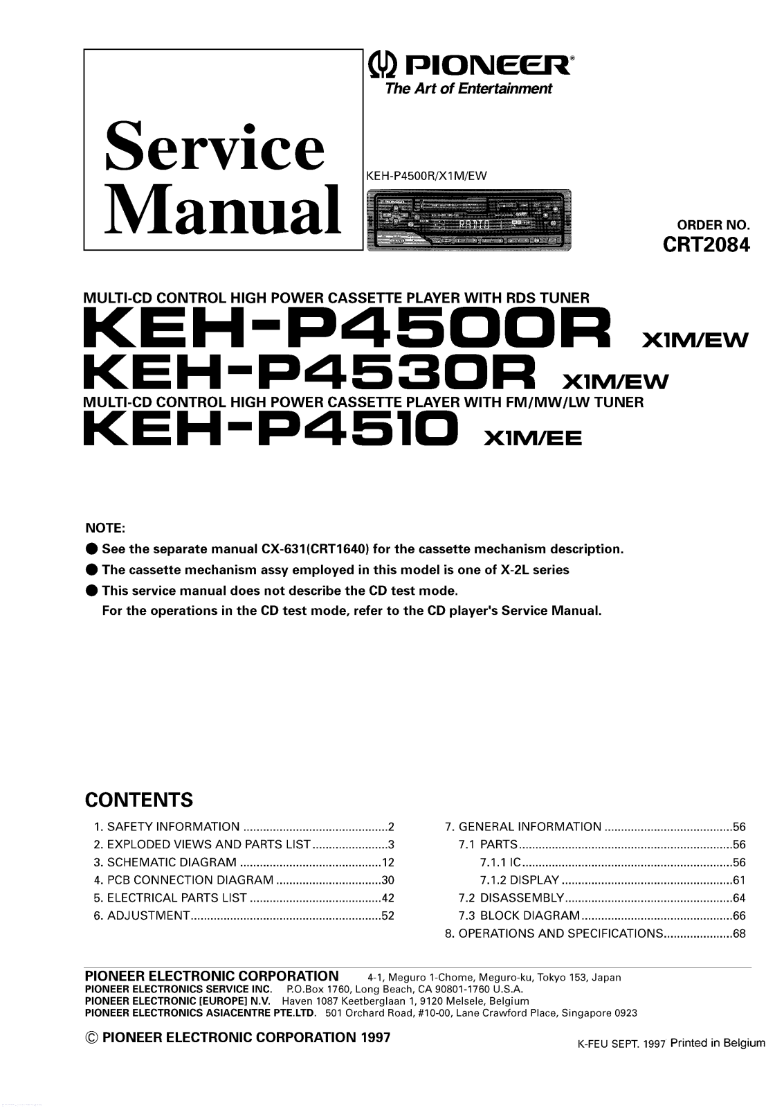 Pioneer KEHP-4500-R, KEHP-4510, KEHP-4530-R Service manual