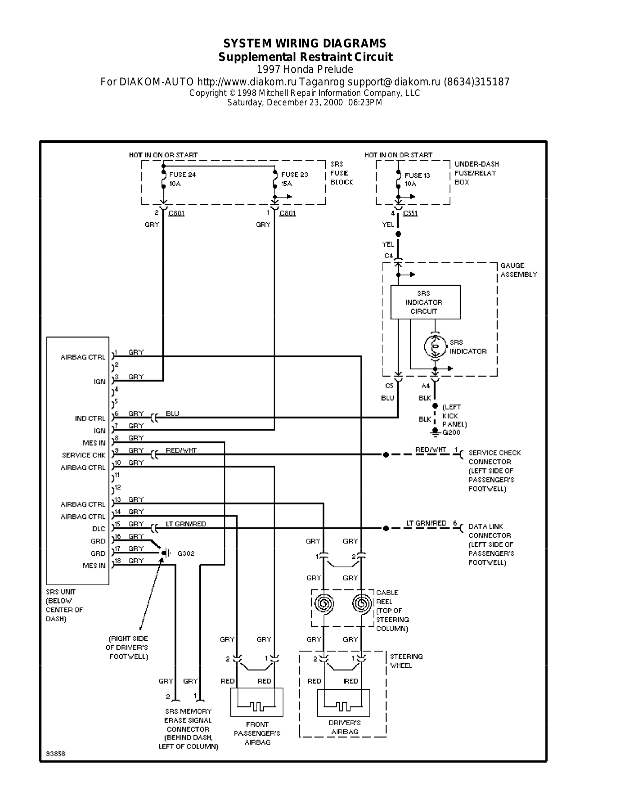 Honda Prelude 1997-1999 Wire Diagrams  17510