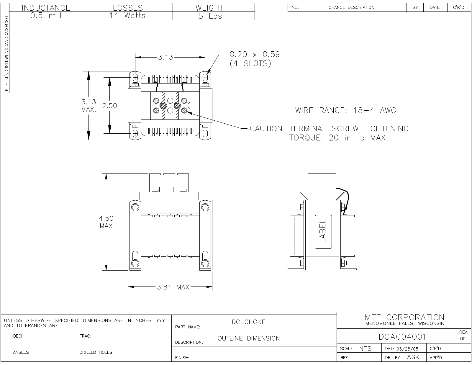 MTE DCA004001 CAD Drawings