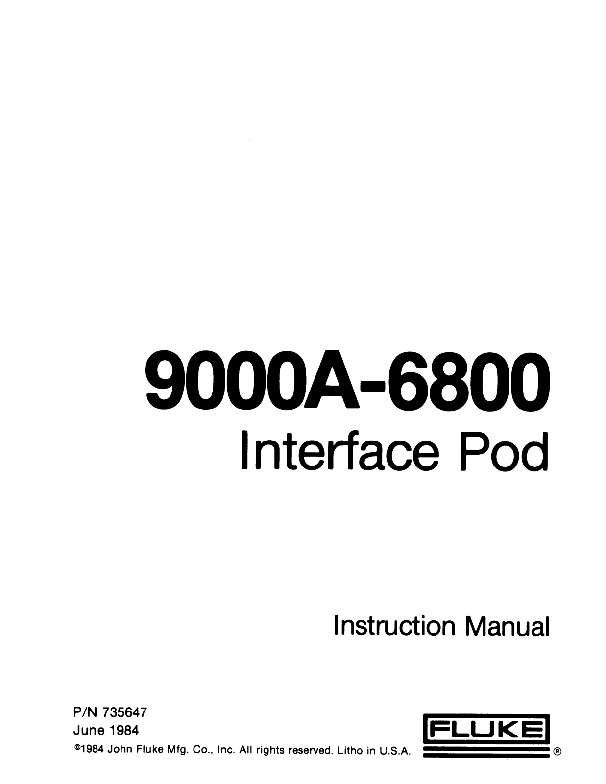 Fluke 9000A-6800 User Manual