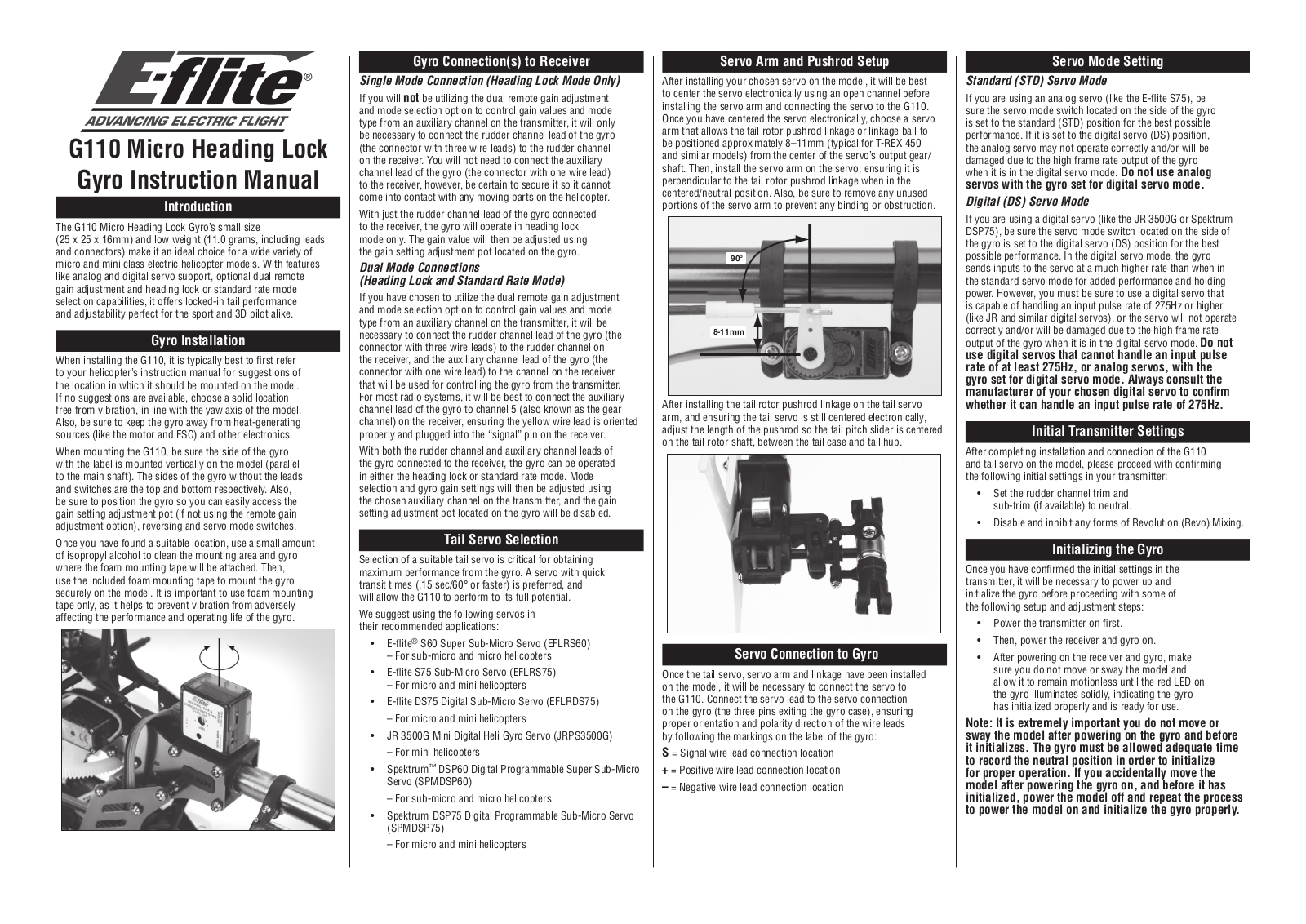 E-flite G110 User Manual