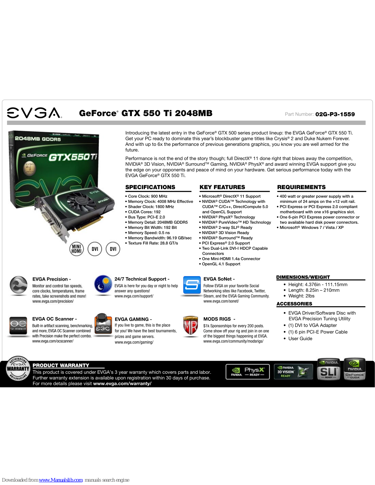 EVGA GeForce GTX550 Ti Specification - ManualMachine.com