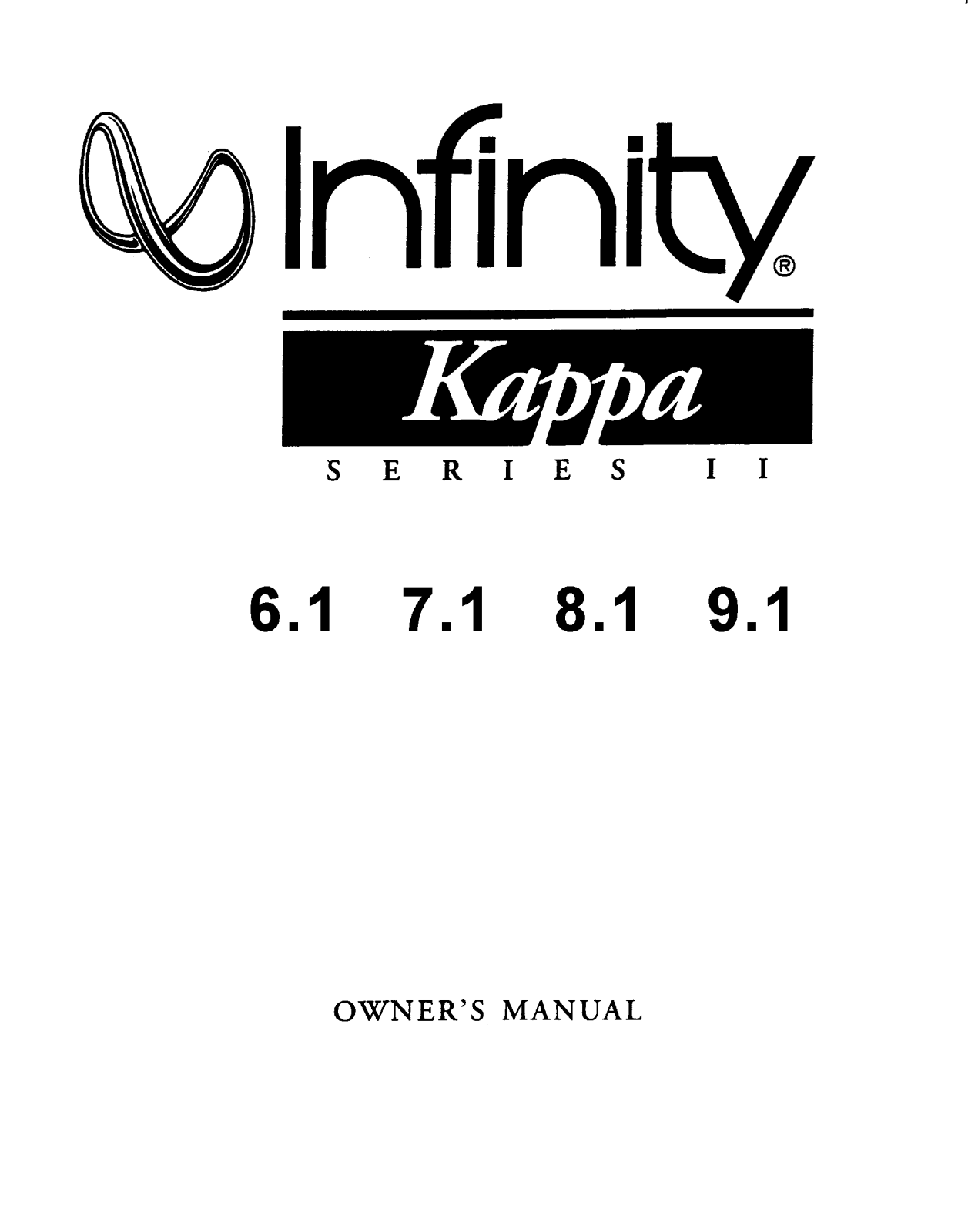 Infinity Kappa 6.1 Mk2 Owners manual