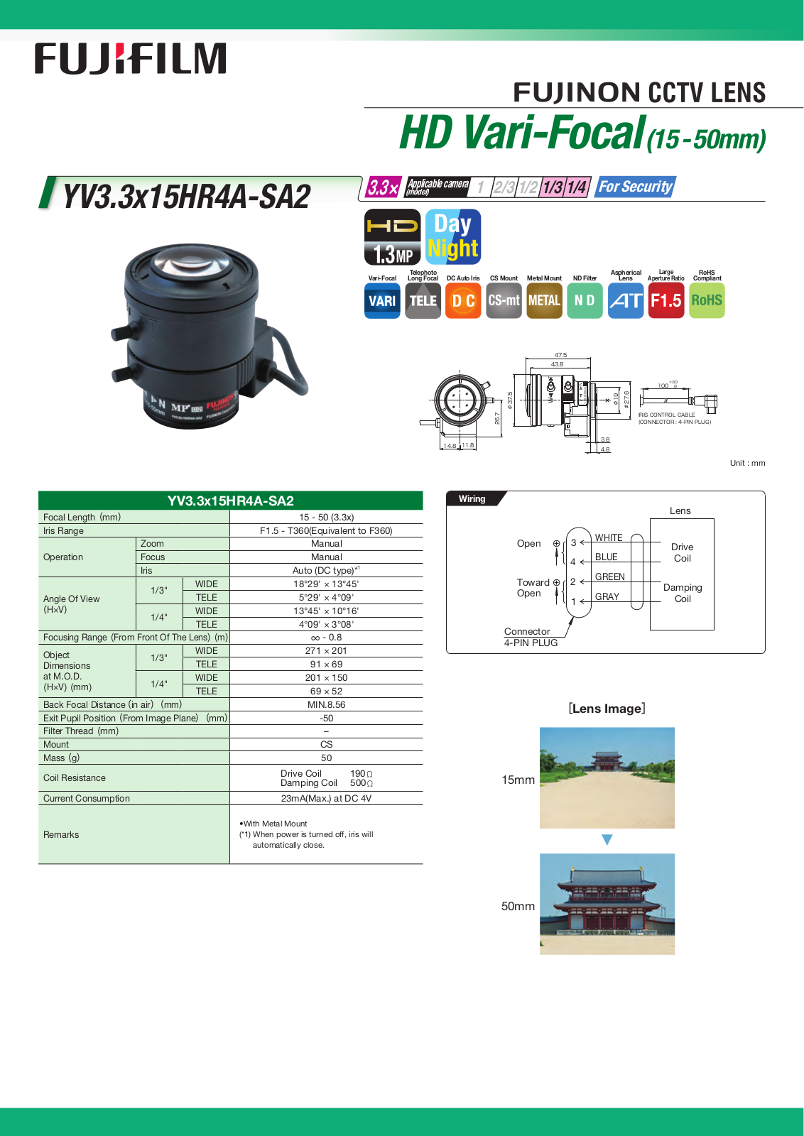 FujiFilm YV3.3X15HR4A-SA2 User Manual