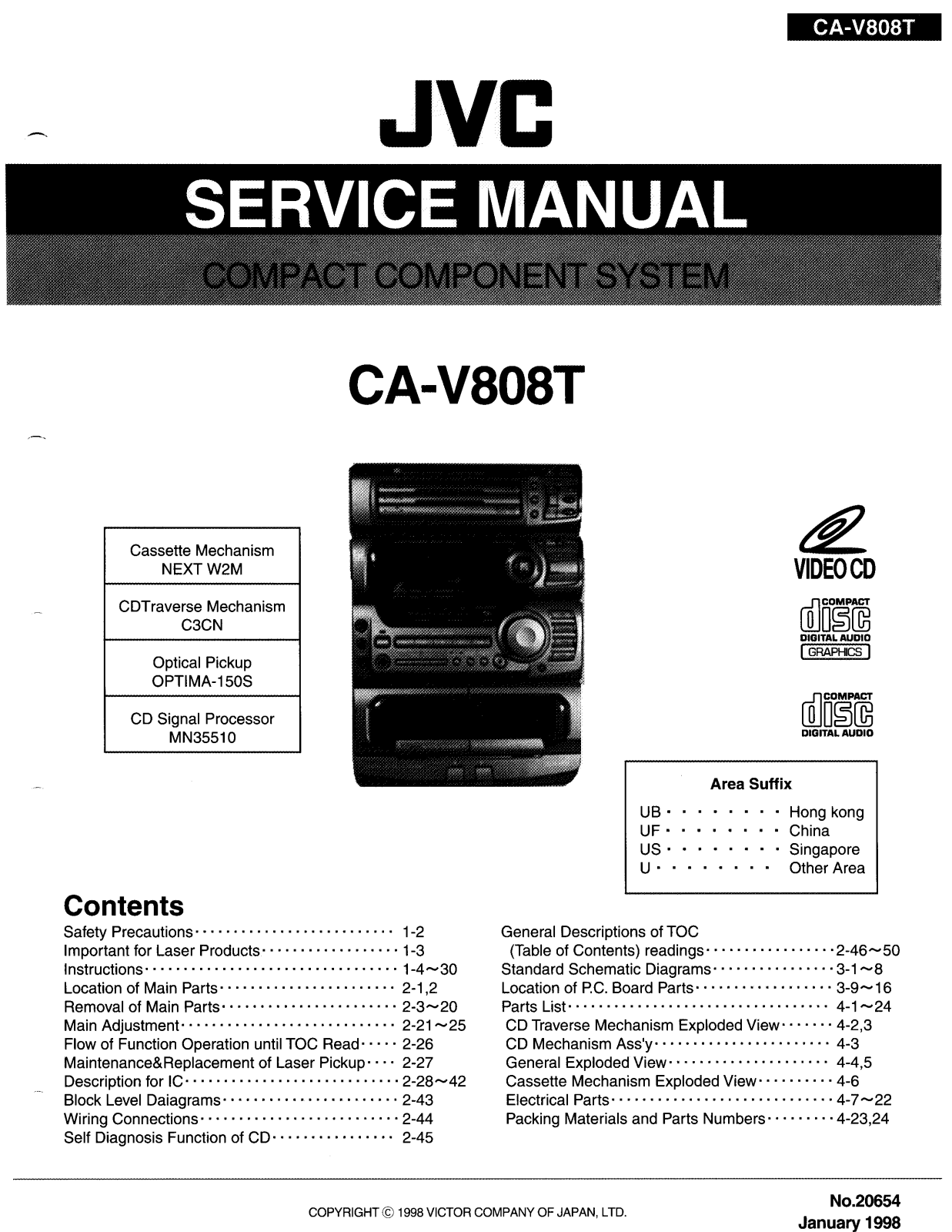 JVC CA-V808TU, CA-V808TUB, CA-V808TUF, CA-V808TUS Service Manual