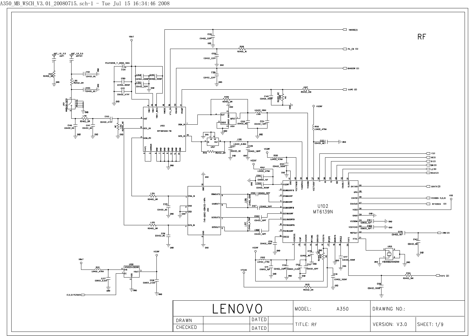 Lenovo A350 Schematics