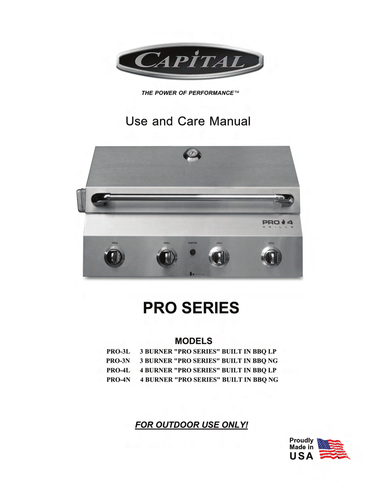 Capital Cooking PRO-3N, PRO-4N, PRO-4L, PRO-3L User Manual