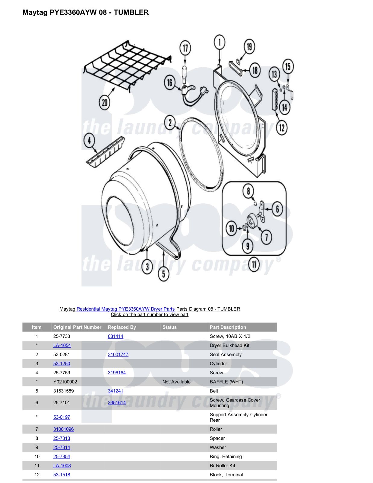 Maytag PYE3360AYW Parts Diagram