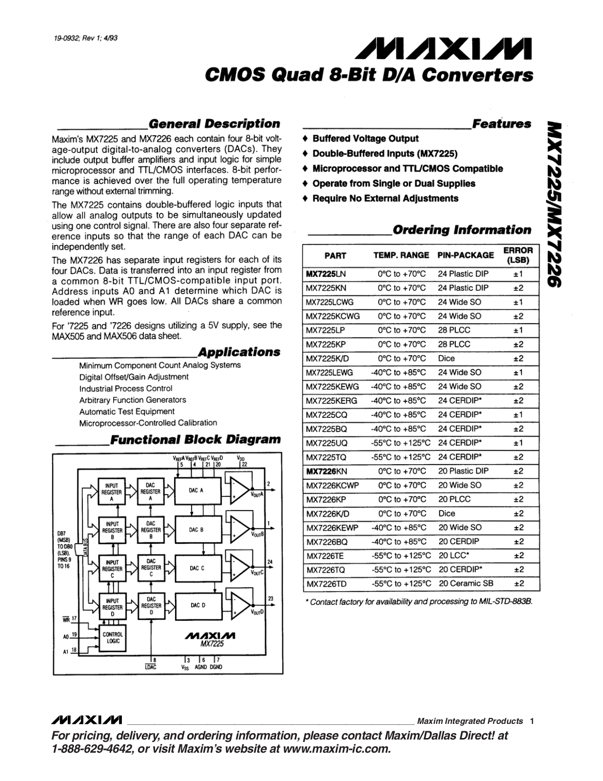 MAXIM MX7225, MX7226 User Manual