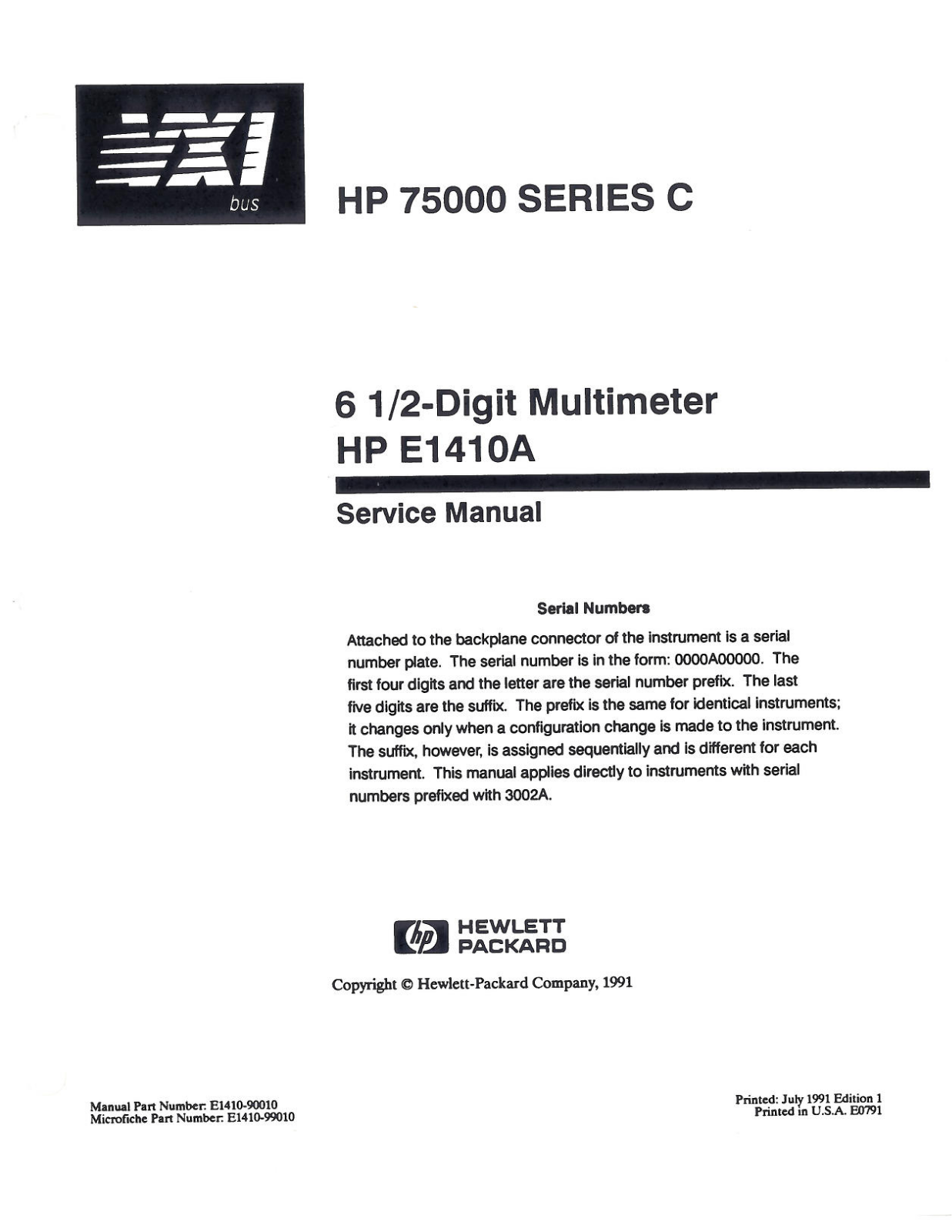 HP E1410A Service Manual