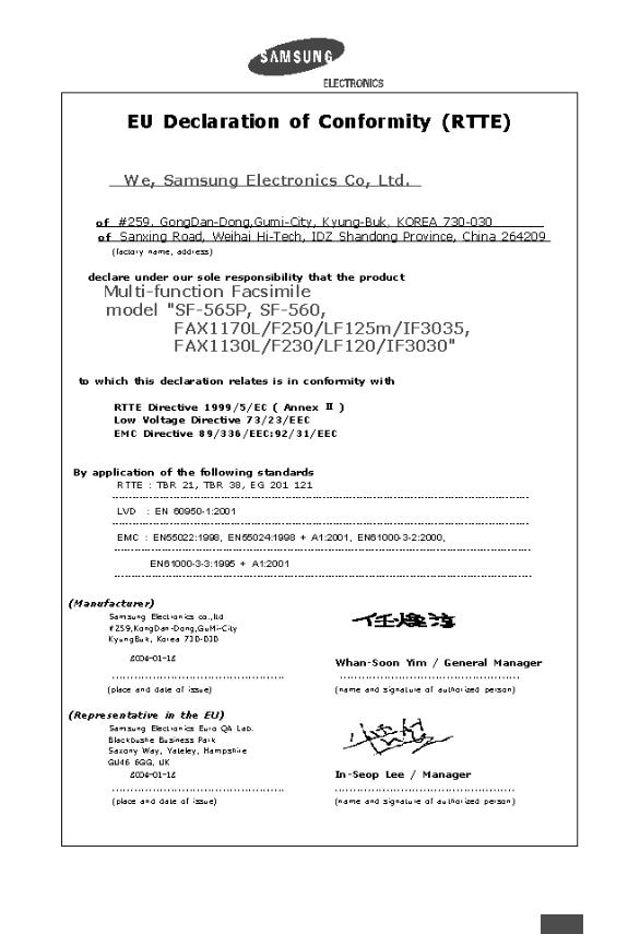 Samsung SF-560R, SF-560 Manual