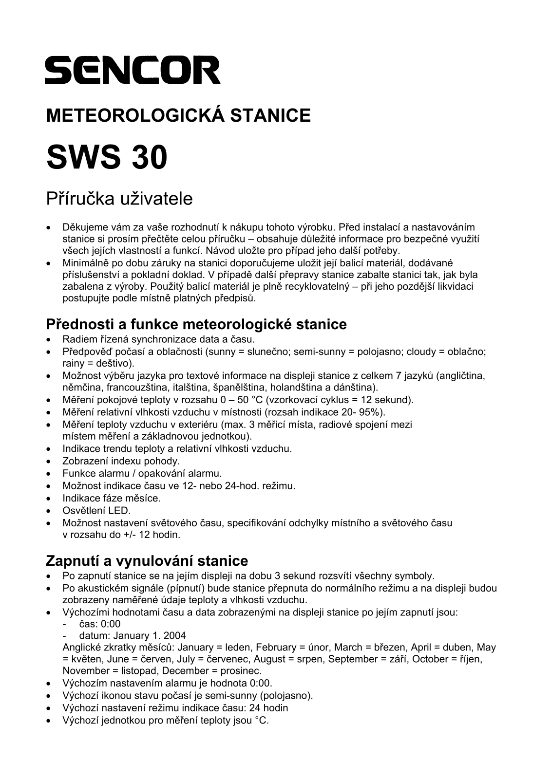 Sencor SWS-30BU User Manual