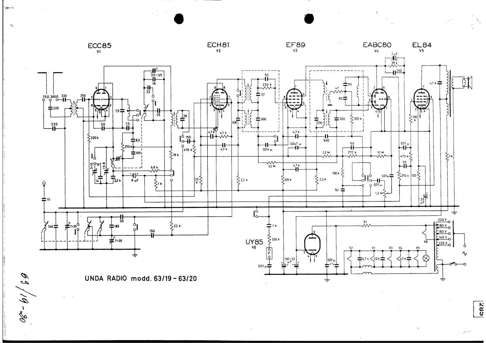 Unda Radio 63 19, 63 20 schematic