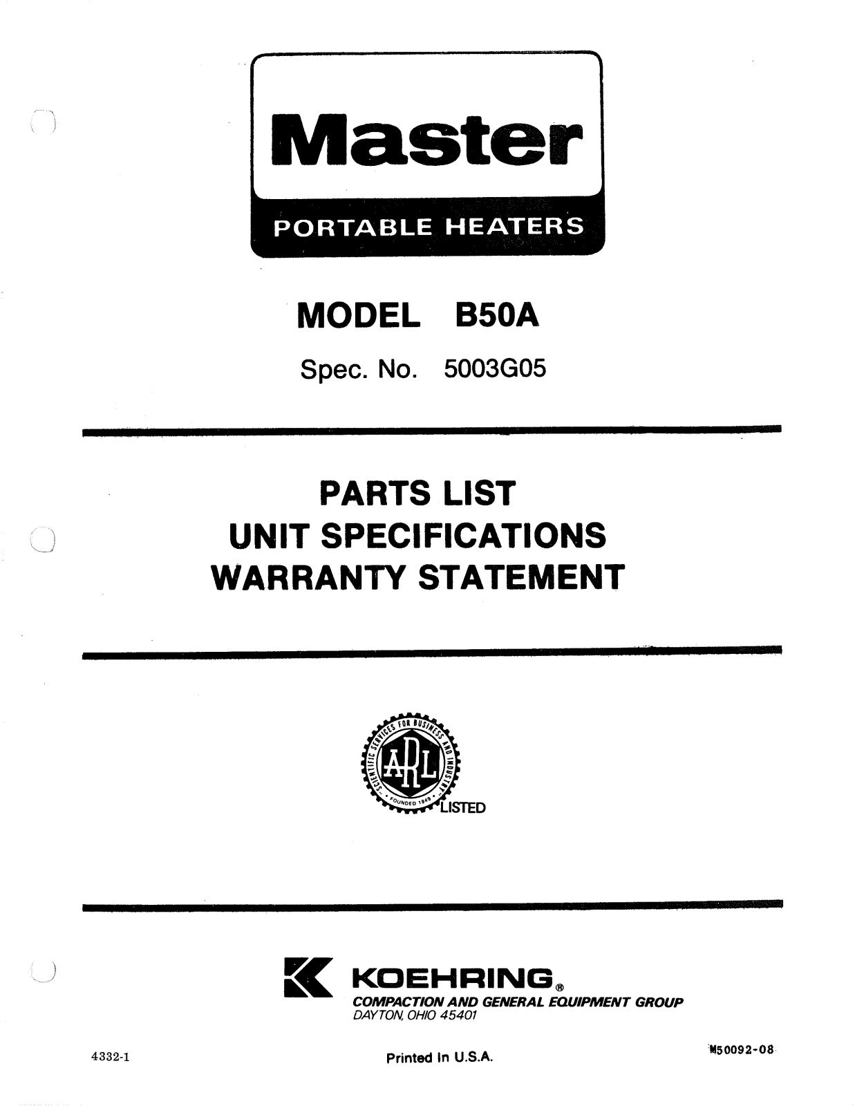 Desa Tech B50A Owner's Manual