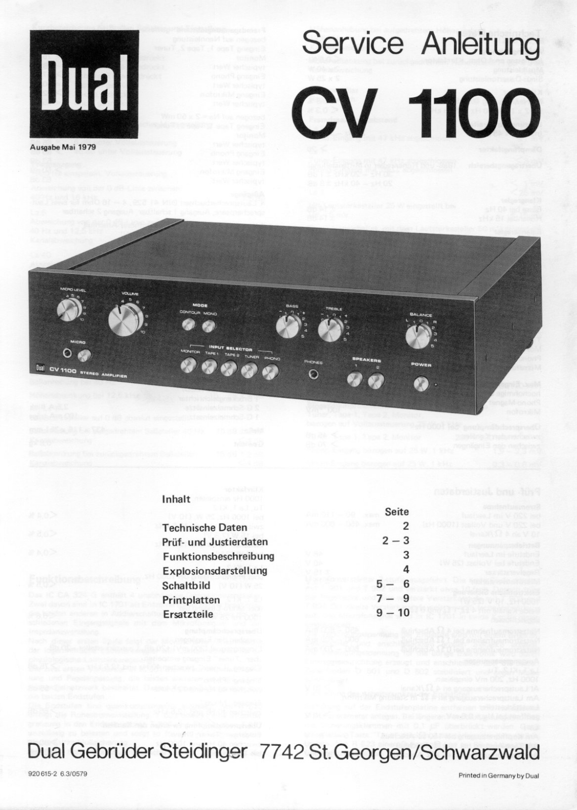 Dual CV-1100 Service manual