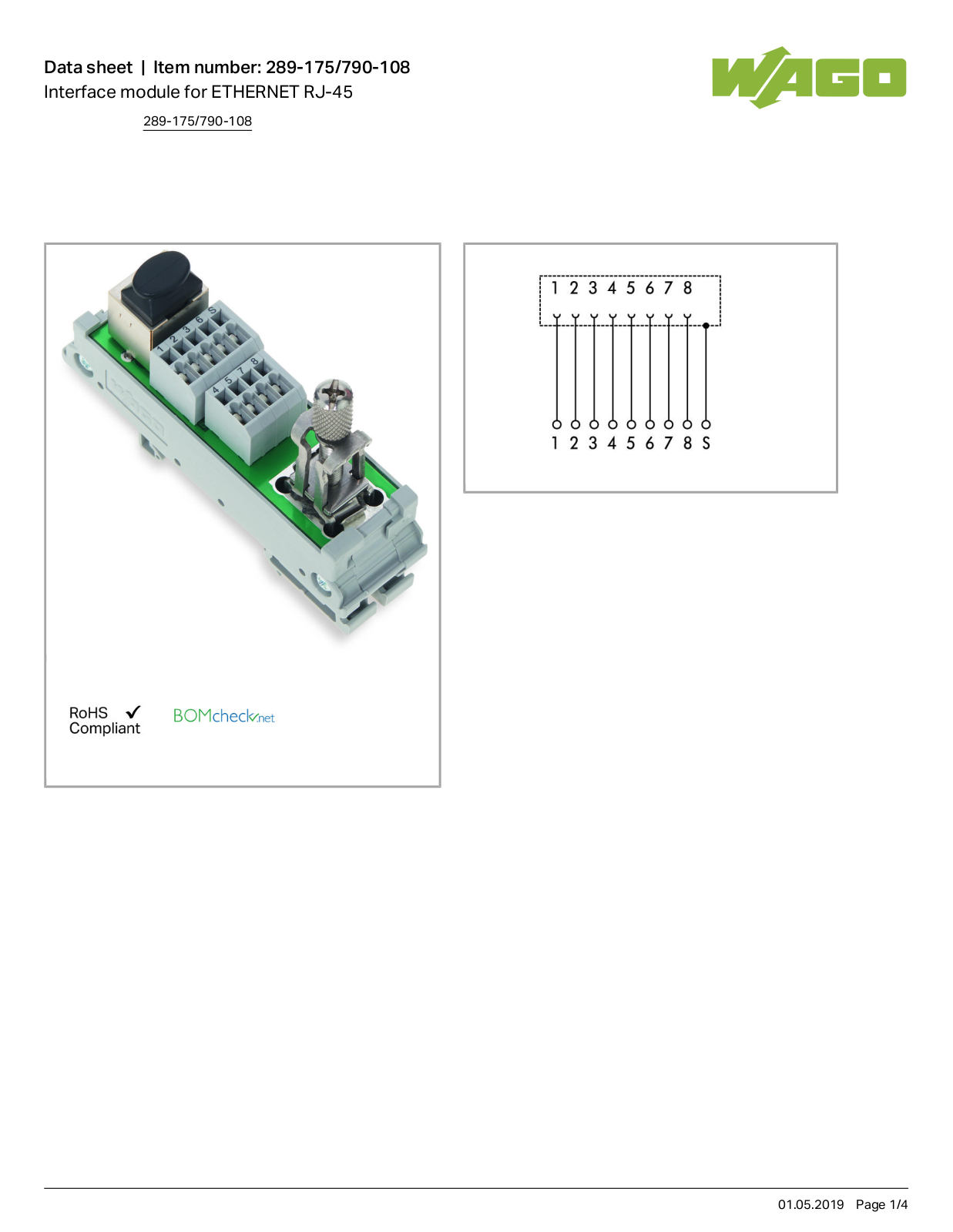 Wago 289-175/790-108 Data Sheet