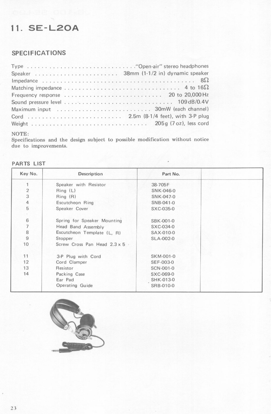 Pioneer SE-L20A Service Manual