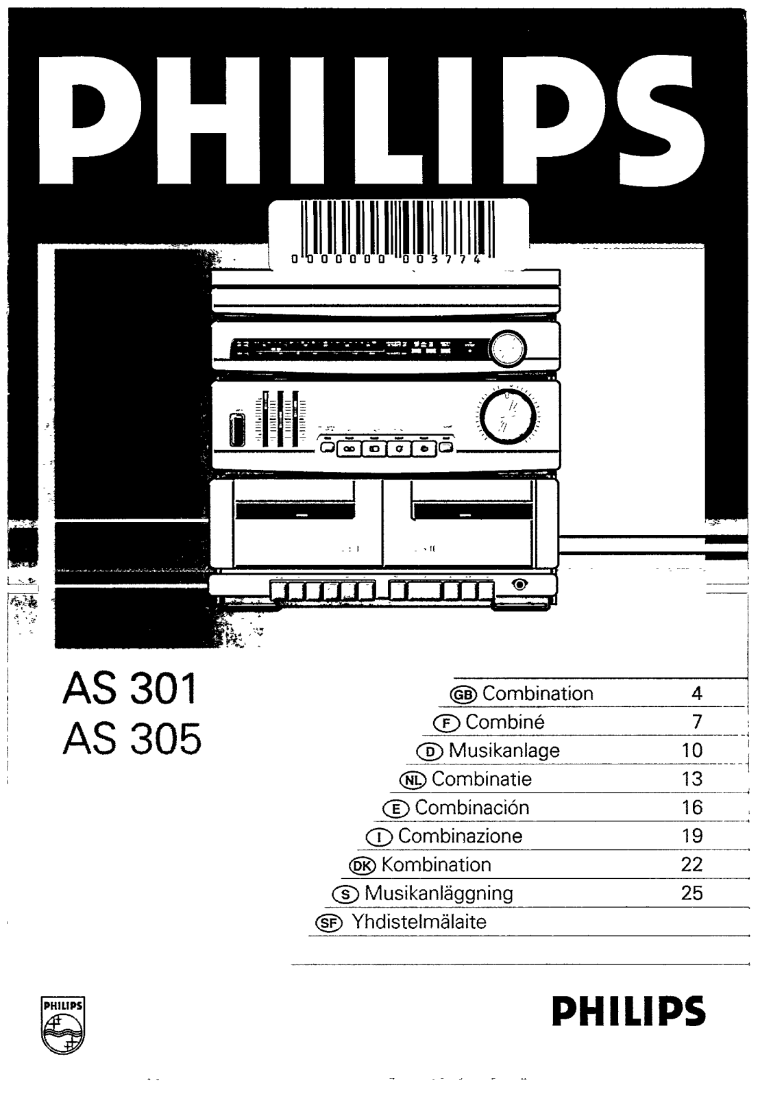 Philips AS305, AS301/22, AS301/20, AS301, AS305/20B User Manual