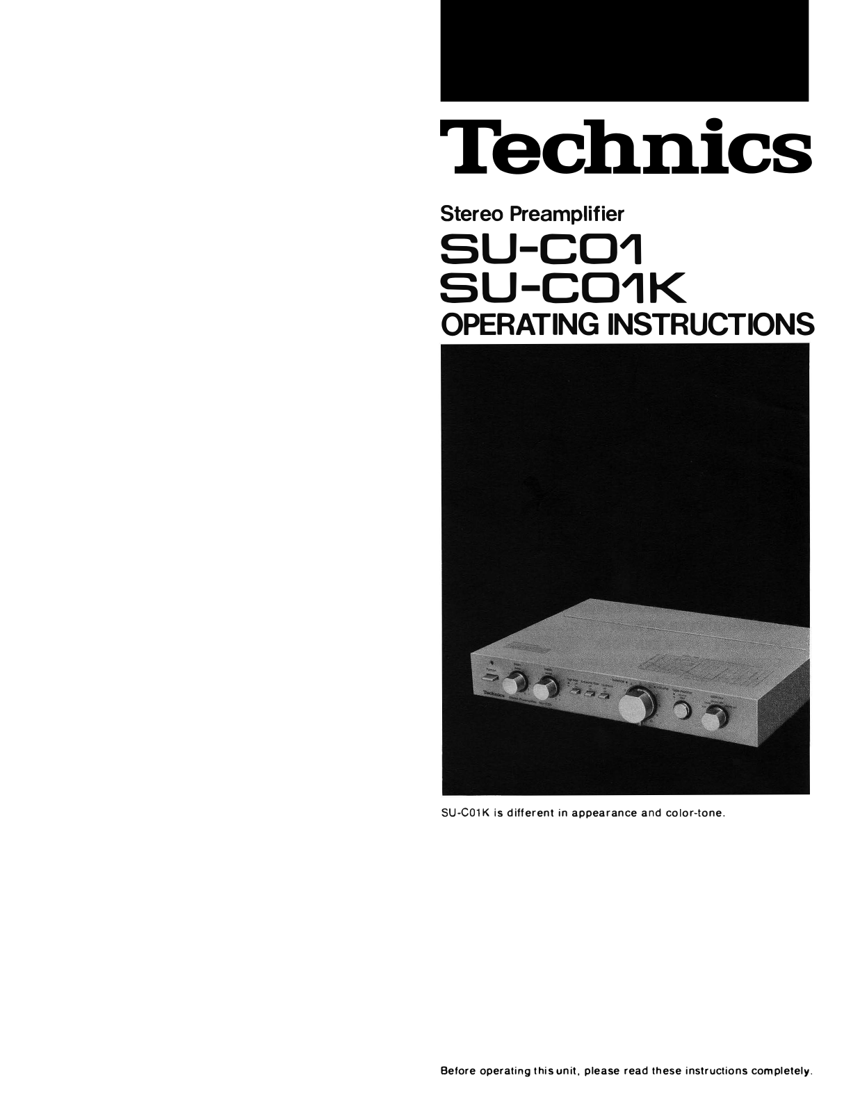 Technics SU-C-01-K Owners Manual