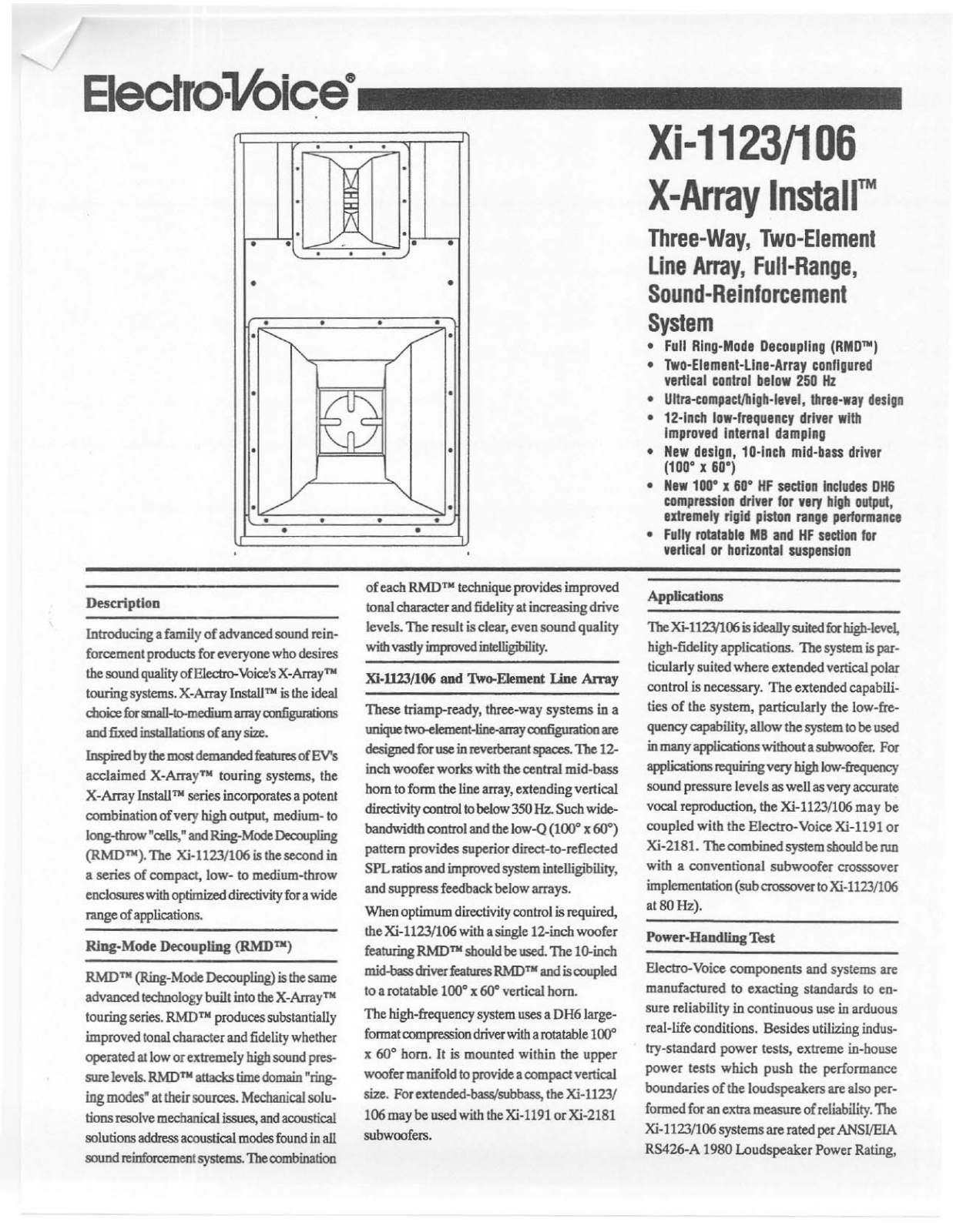 Electro-voice XI-1123-106 DATASHEET