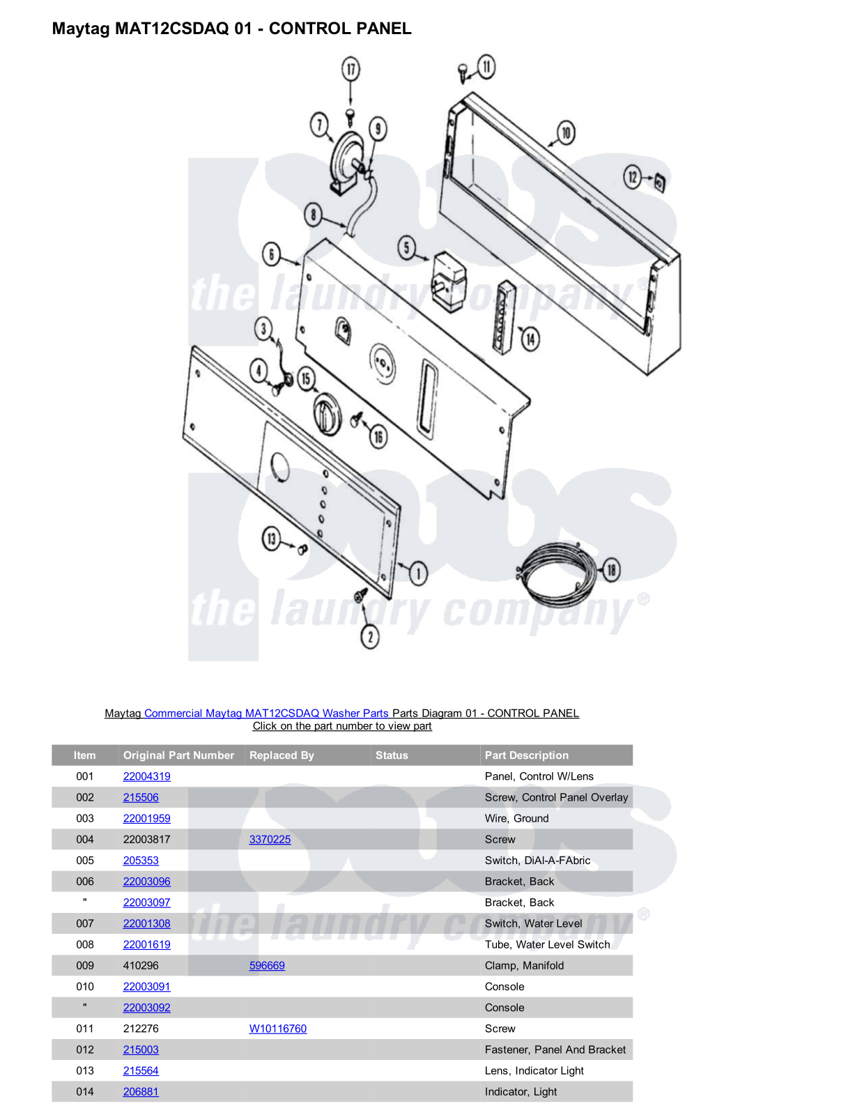 Maytag MAT12CSDAQ Parts Diagram