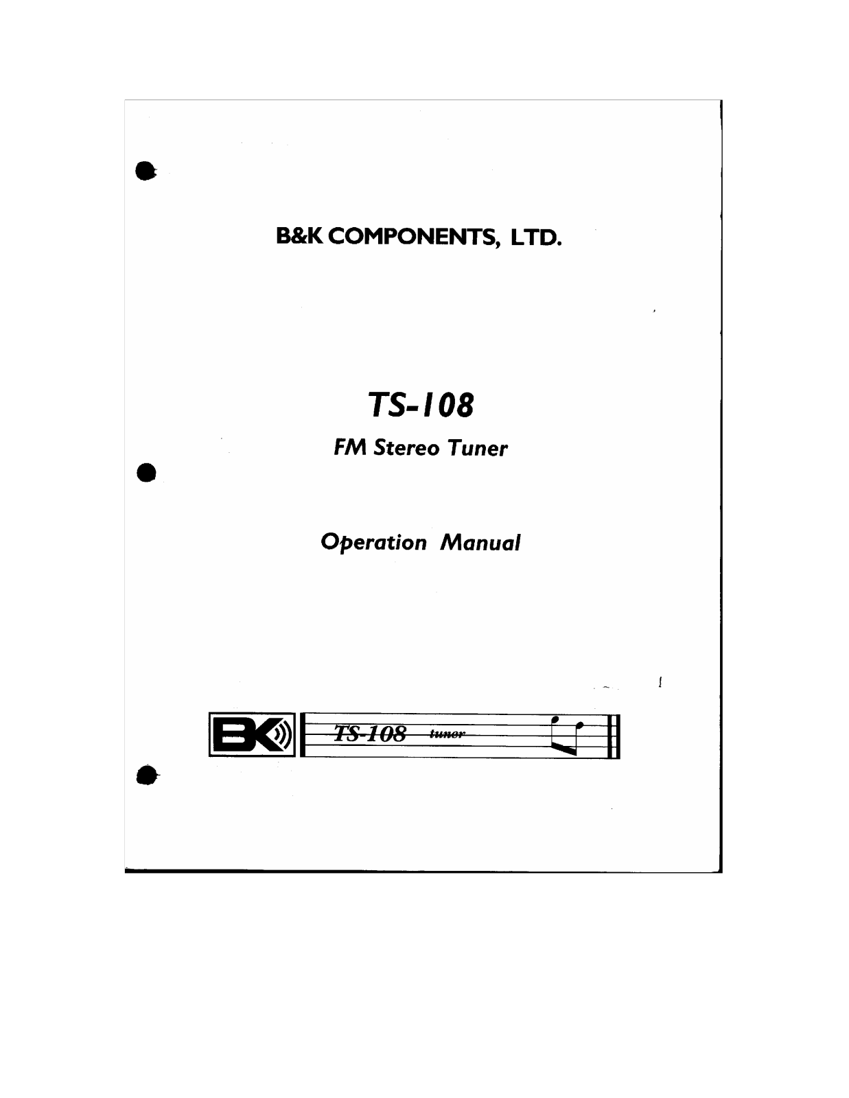 B&K TS108 User Manual