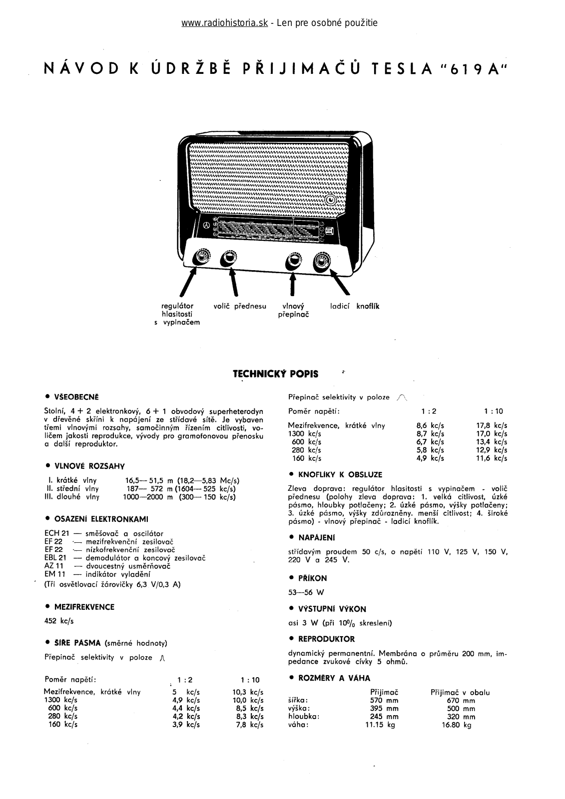 Tesla 619A Dalibor User Manual