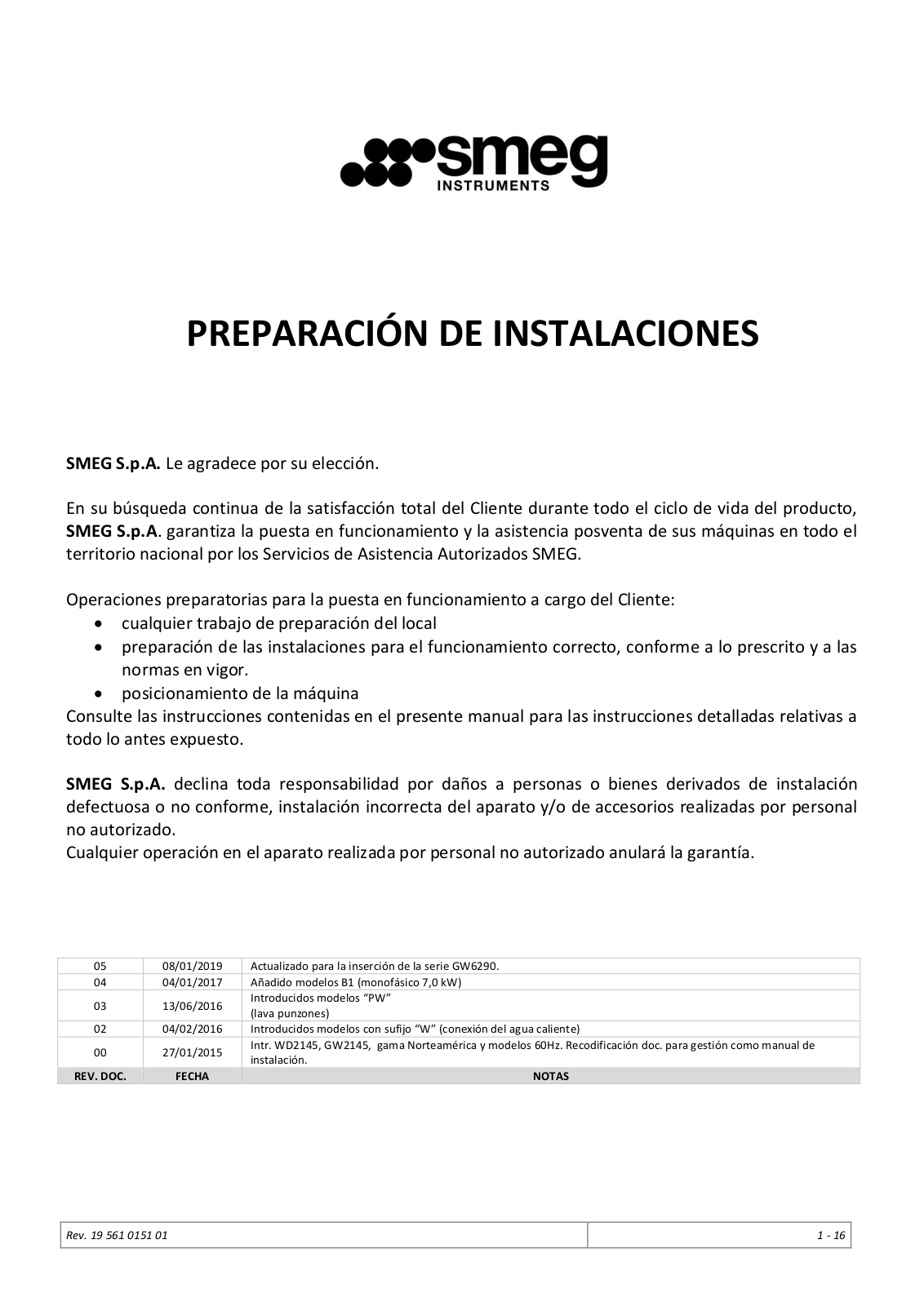 Smeg PW6090BDS Installation manual