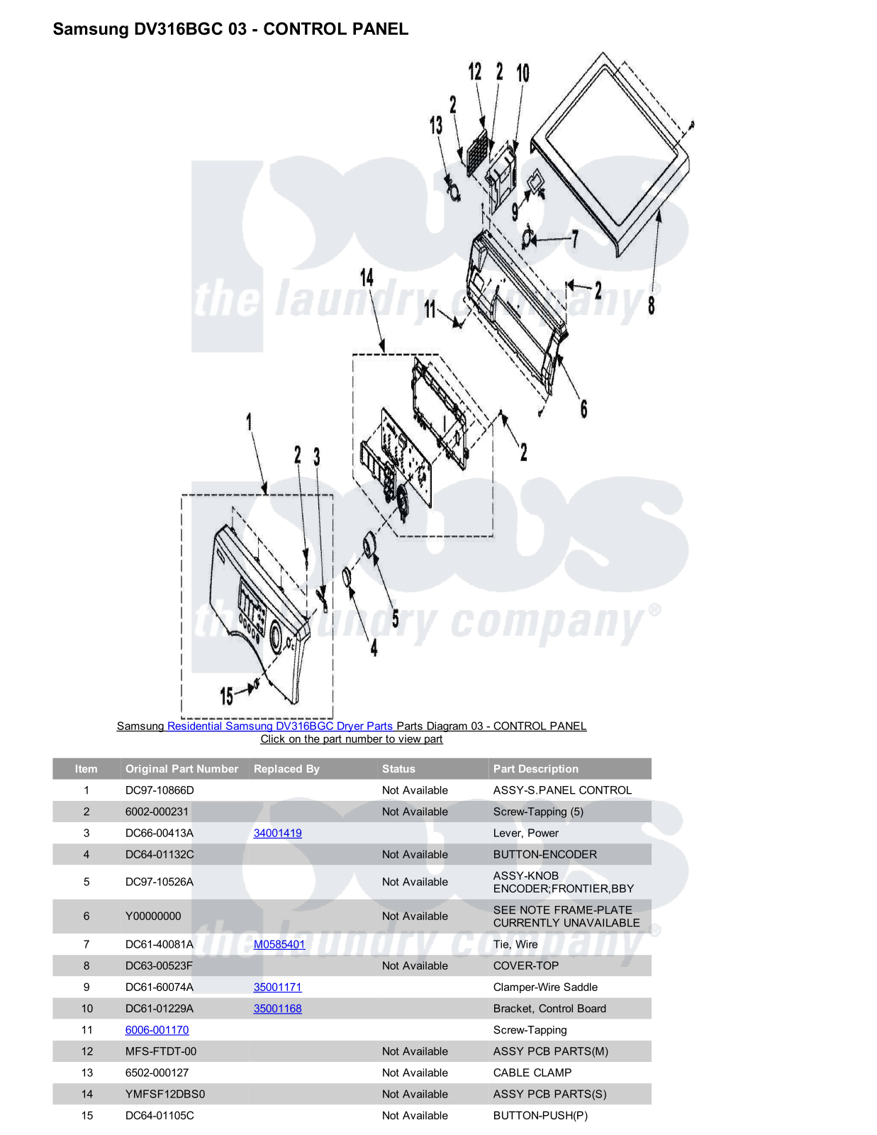 Samsung DV316BGC Parts Diagram