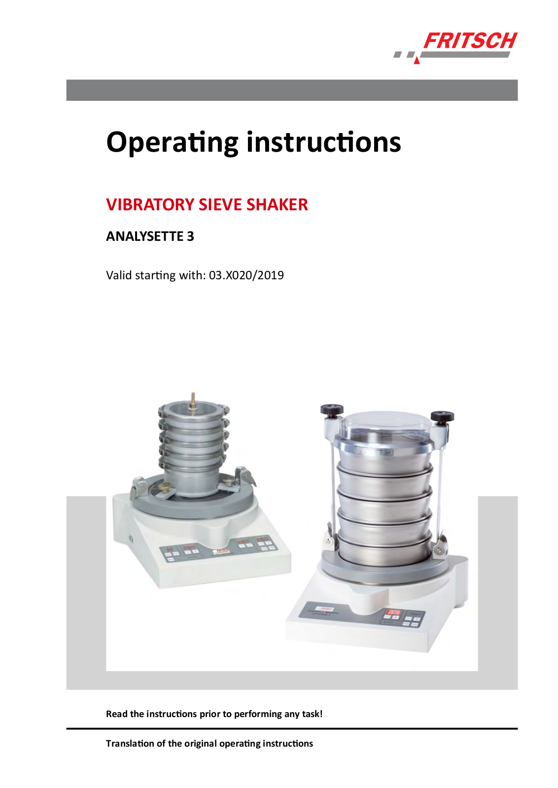 Fritsch ANALYSETTE 3 Operating Instructions Manual