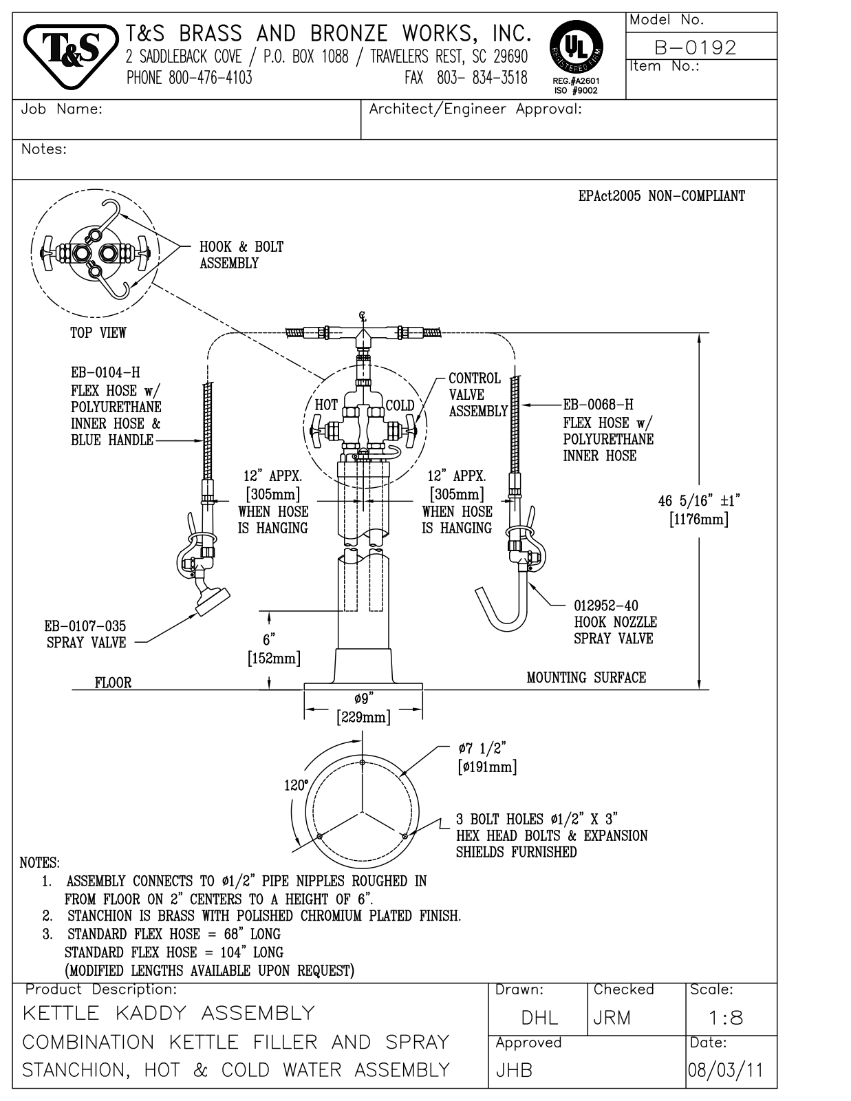 T&S Brass B-0192 User Manual