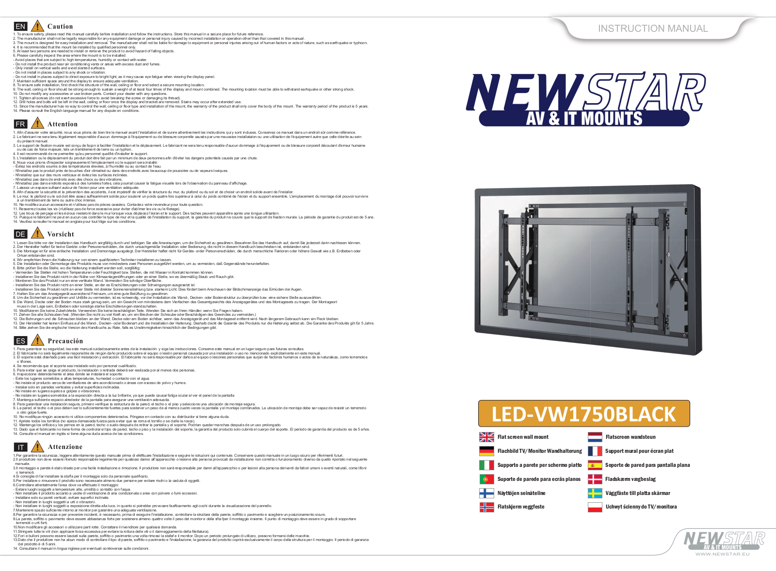 Newstar LED-VW1750BLACK User Manual