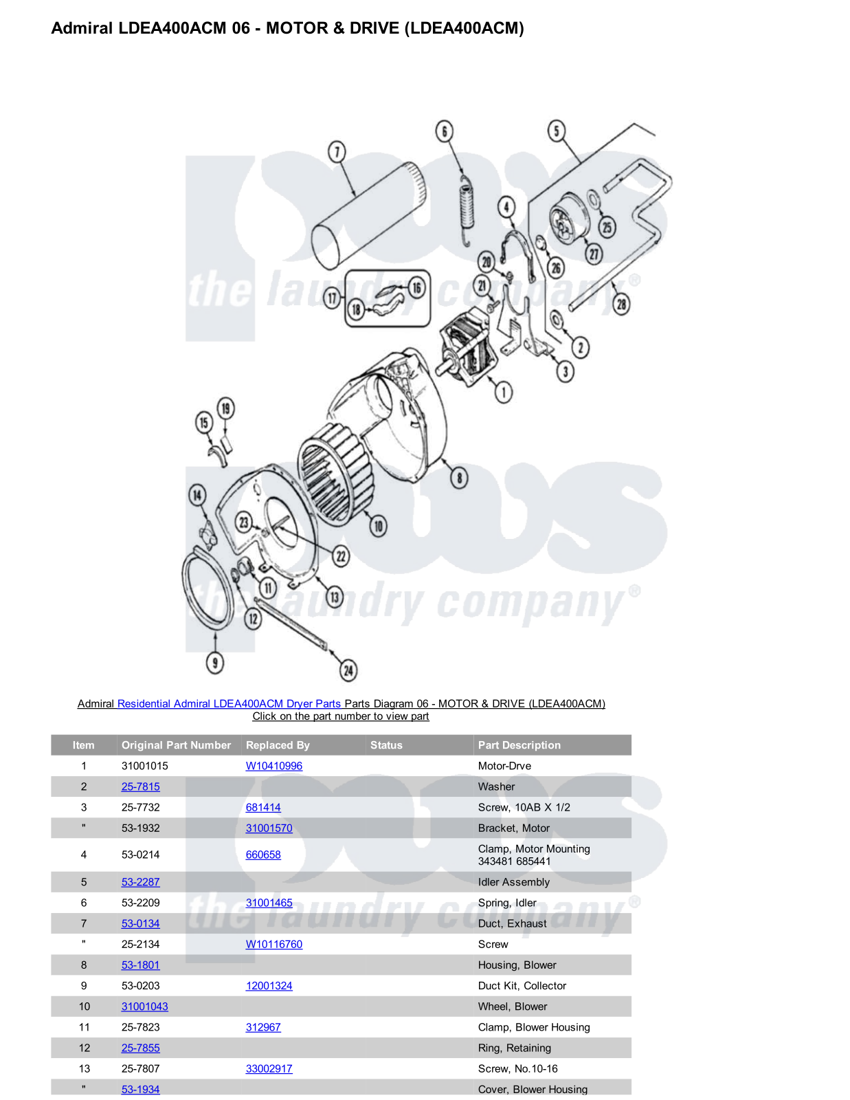 Admiral LDEA400ACM Parts Diagram