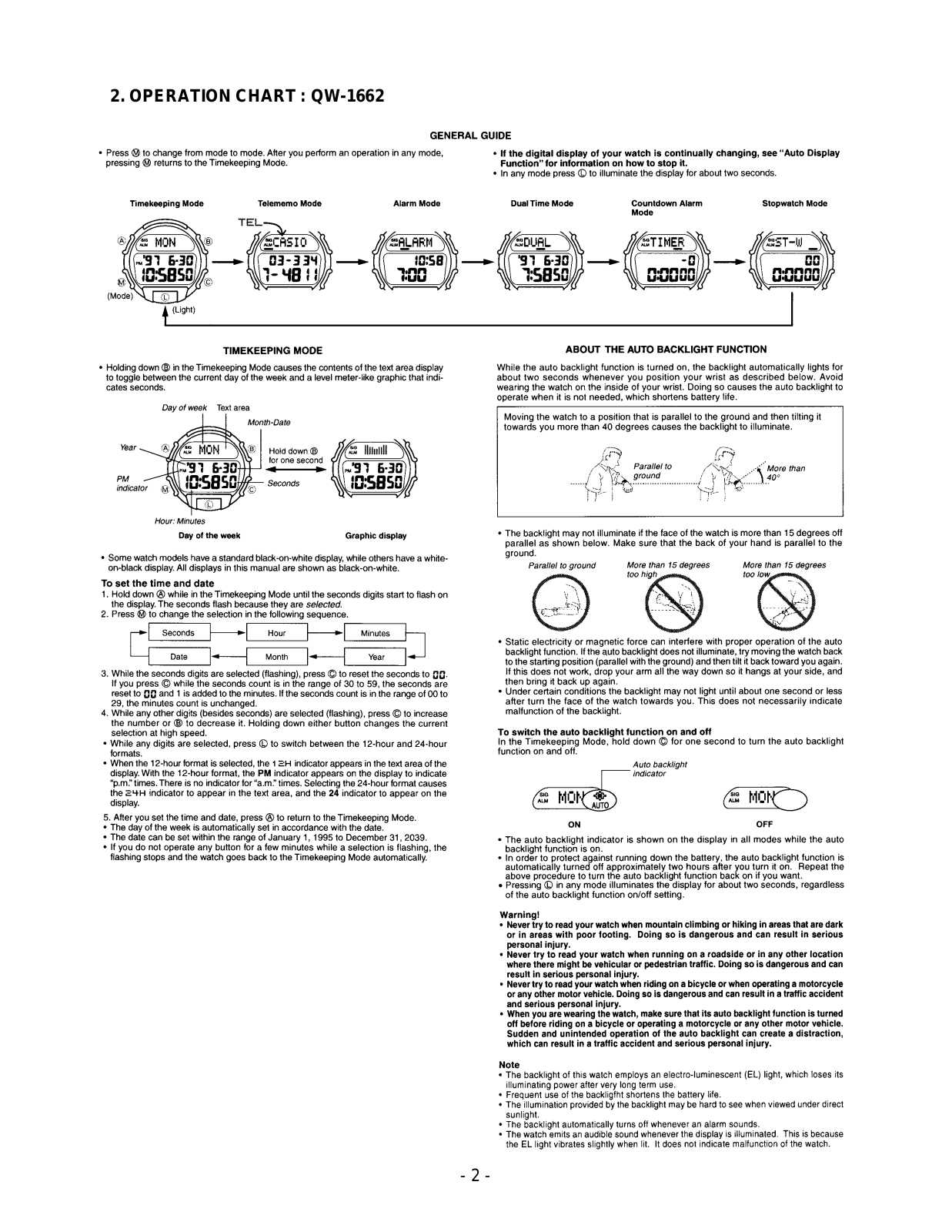 Casio QW-1662 User Manual