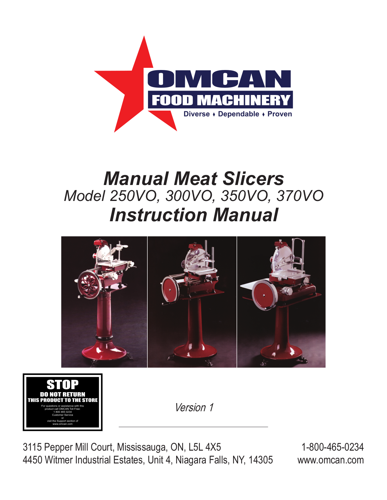 Omcan Food Machinery 250VO Installation  Manual