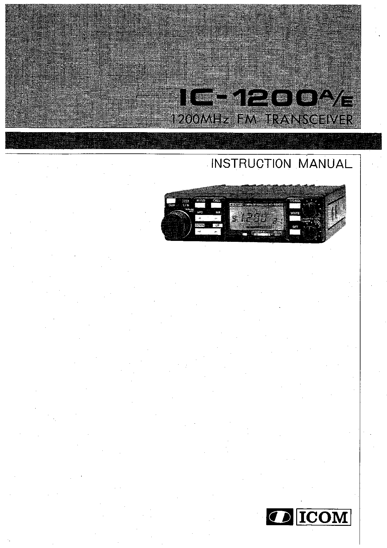 Icom IC-1200E, IC-1200A Service manual
