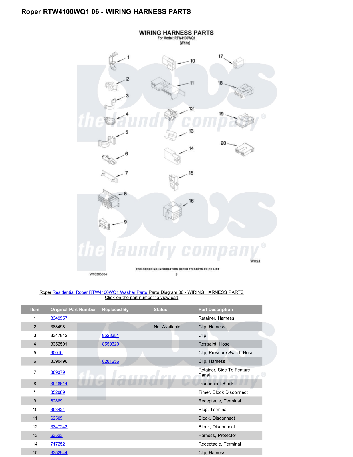 Roper RTW4100WQ1 Parts Diagram