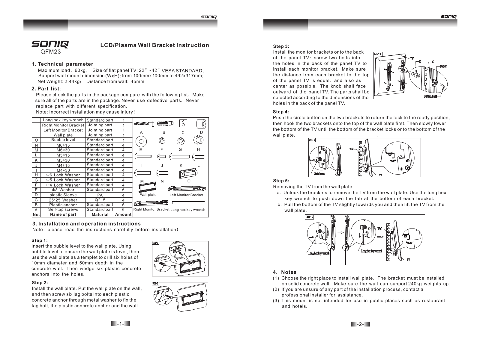 SONIQ QFM23 Instruction Manual